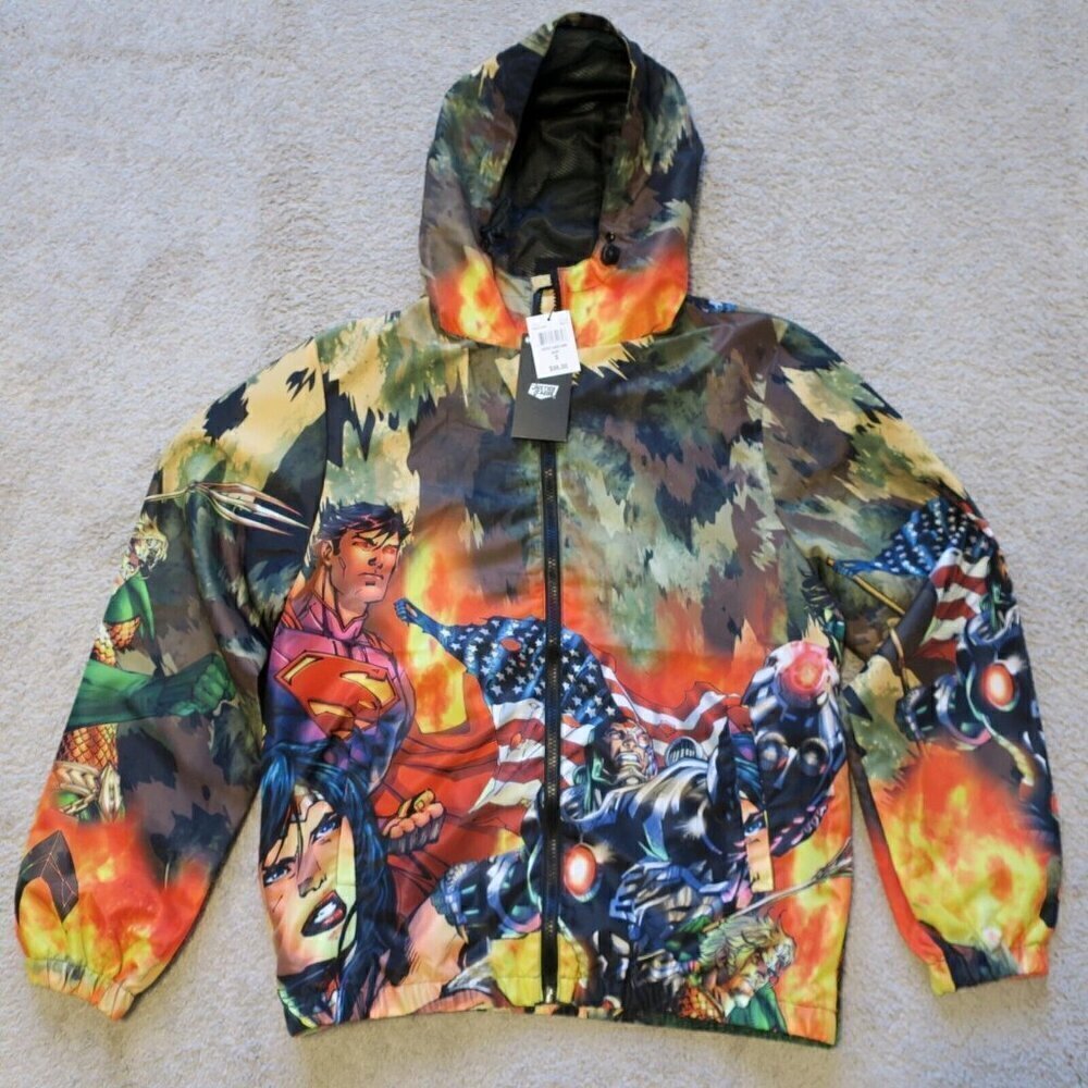 DC Justice League Army Windbreaker Jacket Men's Small Tango Hotel NWT $98